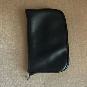 Black leather jewelry travel case